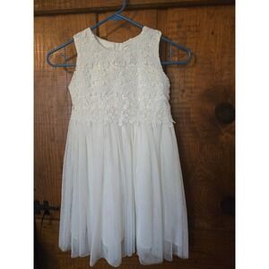 POPATU - Kids Girls Ivory Floral Lace Tulle Flower Girl Party Dress Size 6